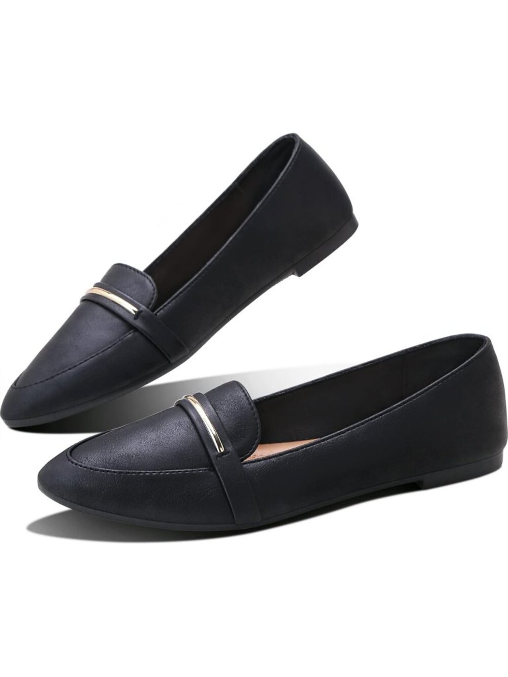 Women's Black Faux Suede Comfortable Loafer Slip On Ballet Flat Cute Shoes